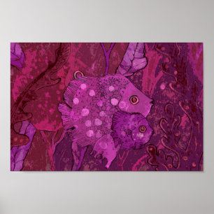 Fish Family, Underwater Ocean Animals Illustration Poster