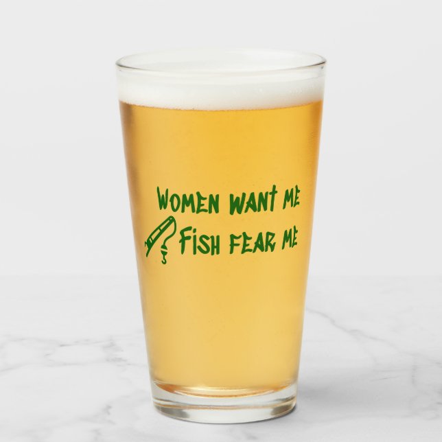 Fish Fear Me, Fishing Fisher Glass (Front Filled)