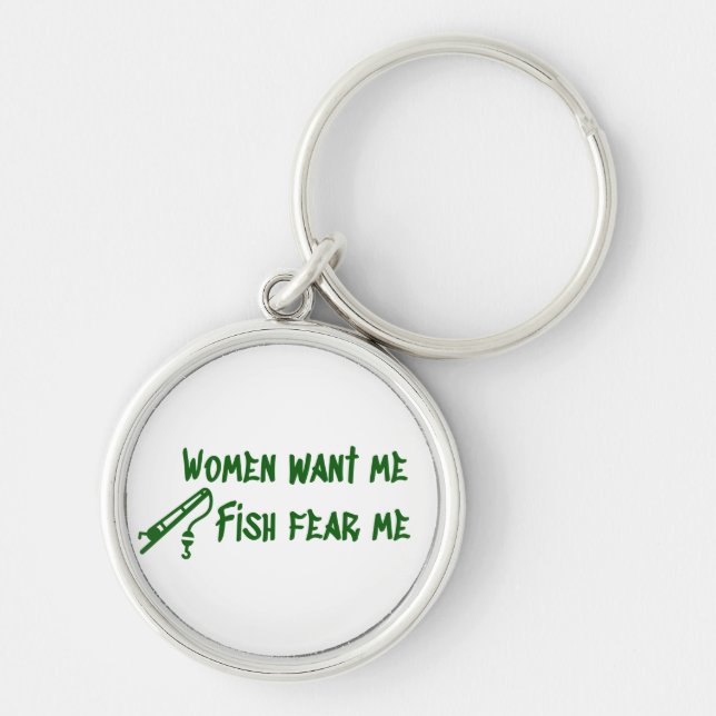 Fish Fear Me, Fishing Fisher Key Ring (Front)
