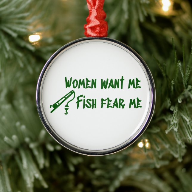 Fish Fear Me, Fishing Fisher Metal Tree Decoration (Tree)