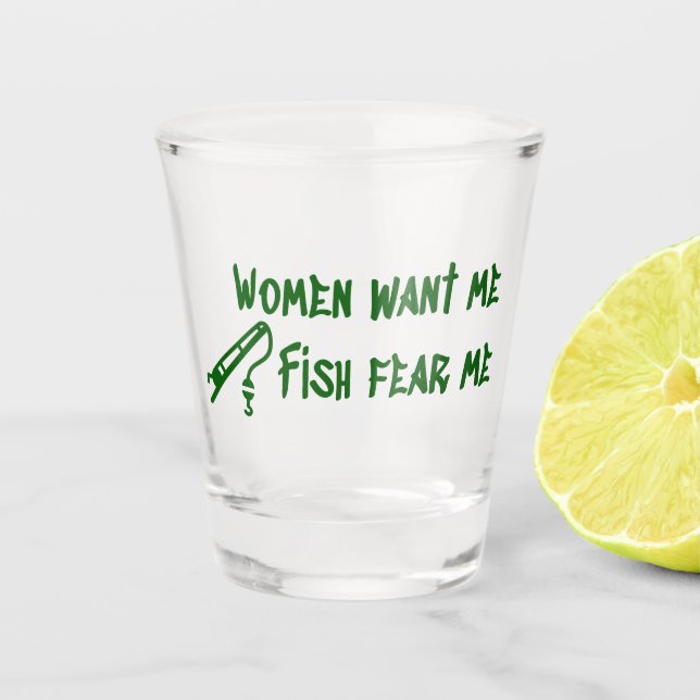 Fish Fear Me, Fishing Fisher Shot Glass (Front)