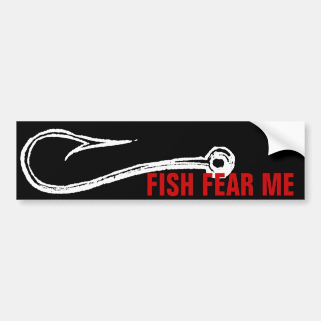 FISH FEAR ME HOOK BUMPER STICKER (Front)