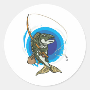 Fish Fish Fishing Classic Round Sticker