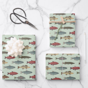 Fish Fishing Wrapping Paper Sheet