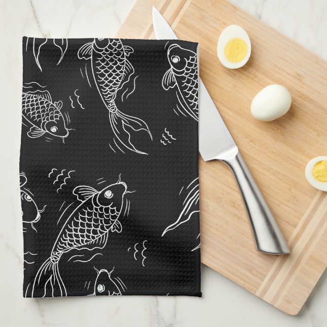 fish fishmonger seafood caviar cuts tea towel (Quarter Fold)