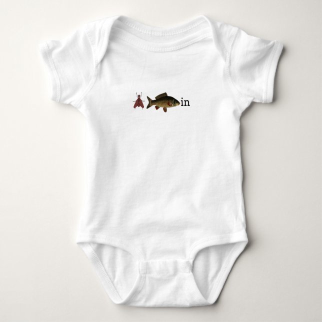 Fish Fly Fishin Fun Boy or Girl Baby Bodysuit (Front)