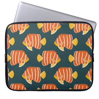 Fish Frenzy: Vintage Seamless Design Laptop Sleeve