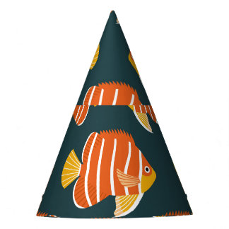 Fish Frenzy: Vintage Seamless Design Party Hat