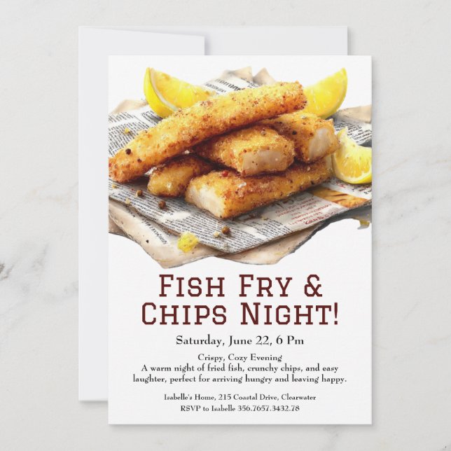 Fish Fry & Chips – Casual Seafood Party Invitation (Front)