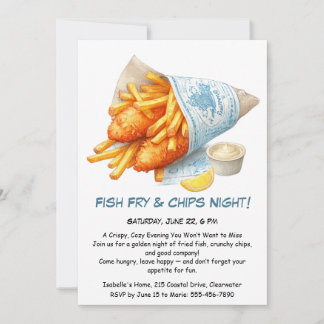 Fish Fry & Chips – Casual Seafood Party Invitation