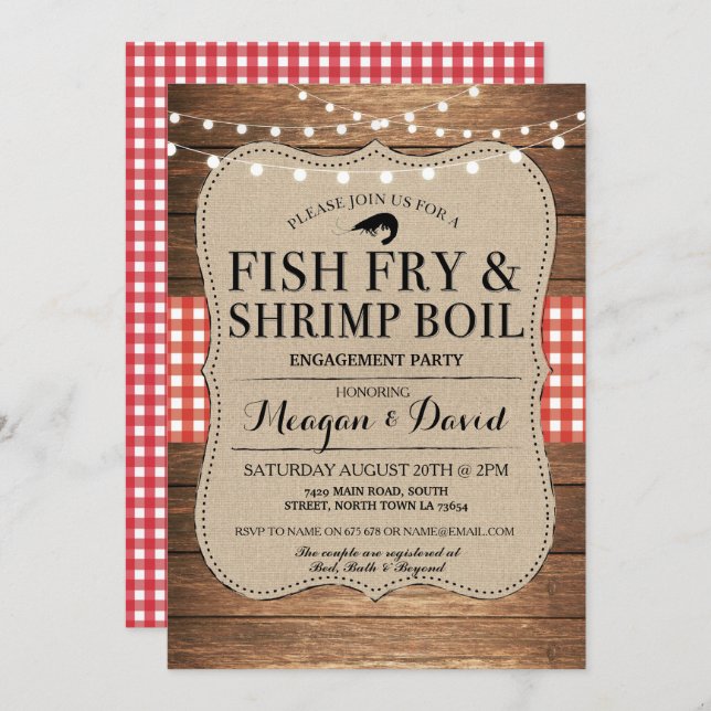 Fish Fry Engagement Party Shower Shrimp Boil Invitation (Front/Back)