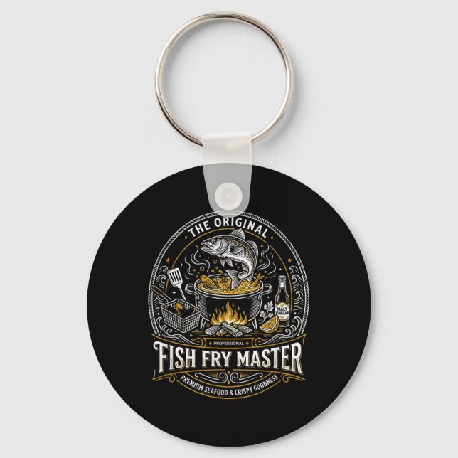 Fish Fry Master Seafood Cook Key Ring (Front)