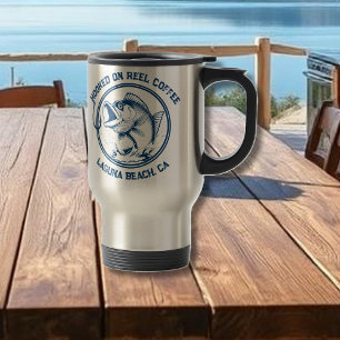 Fish-Funny-Hooked on Reel Coffee Travel Mug