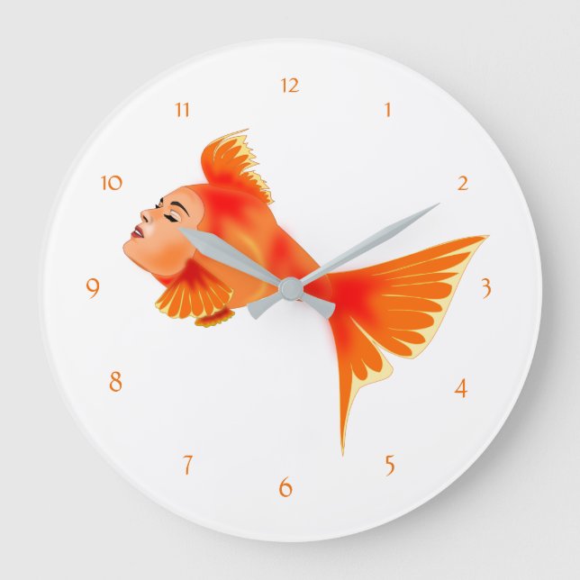 Fish Girl Art Clock - Custom Colours (Front)