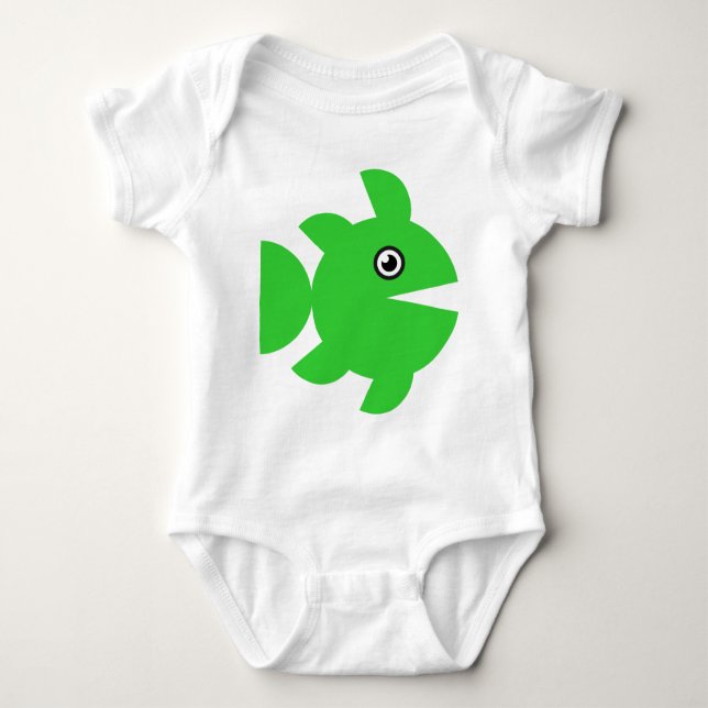 Fish - Green Baby Bodysuit (Front)