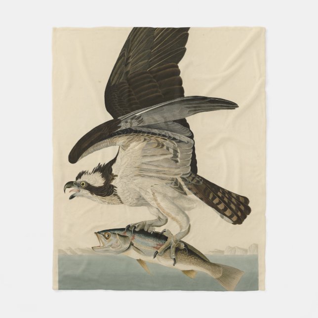 Fish Hawk, Osprey, from Audubon's Birds of America Fleece Blanket (Front)