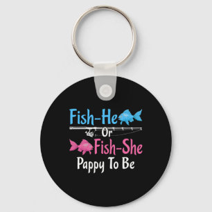 Fish-he Or Fish-she Pappy To Be Gender Reveal Ba  Key Ring