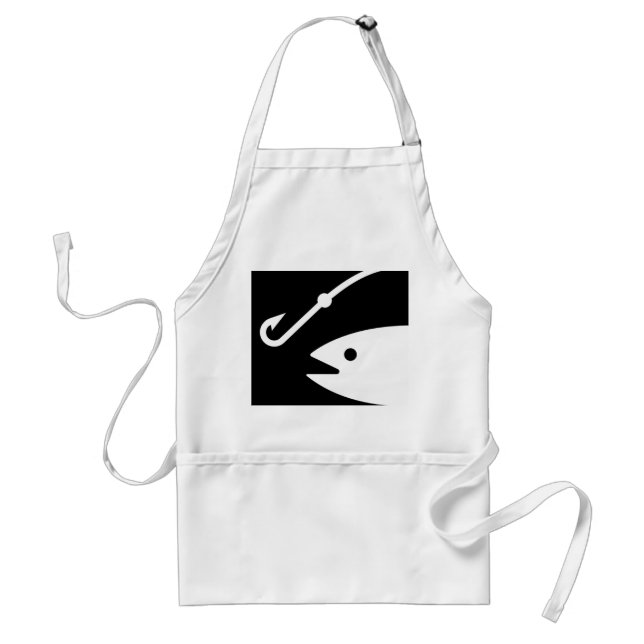 Fish Head and Hook - Black and White Standard Apron (Front)