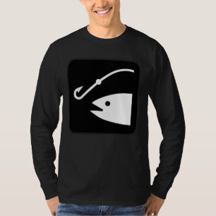 Fish Head and Hook - Black and White T-Shirt