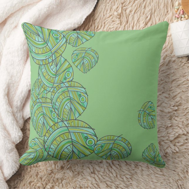 Fish Head Leaves Jazz S Mint Olive 3 Cushion (Blanket)