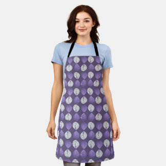 Fish Head Leaves Lilac White Black Apron