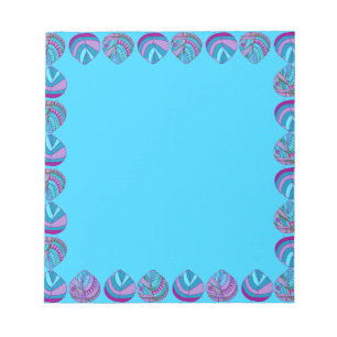 Fish Head Leaves Lilac White Black Notepad