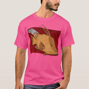 Fish Hogfish On Dive Flag Florida Spearfishing Div T-Shirt
