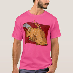 Fish Hogfish On Dive Flag Florida Spearfishing Div T-Shirt