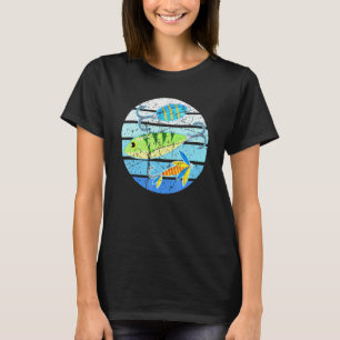Fish Hook Fishing Lure Distressed Retro Sunset Fis T-Shirt