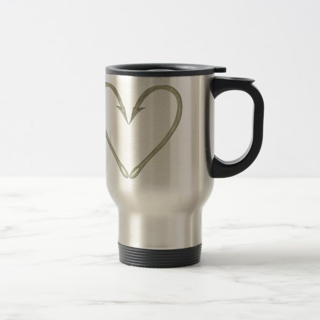 Fish Hook Heart Travel Mug (Right)