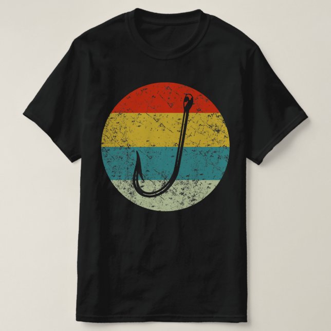 FISH HOOK retro vintage  silhouette 70s T-Shirt (Design Front)