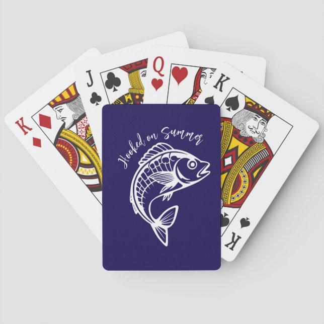 Fish-Hooked on Summer-Blue Playing Cards (Back)