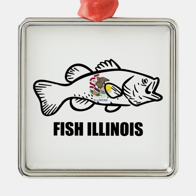 Fish Illinois Bass Metal Tree Decoration (Front)