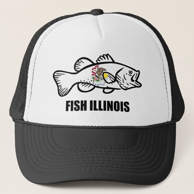 Fish Illinois Bass Trucker Hat (Front)