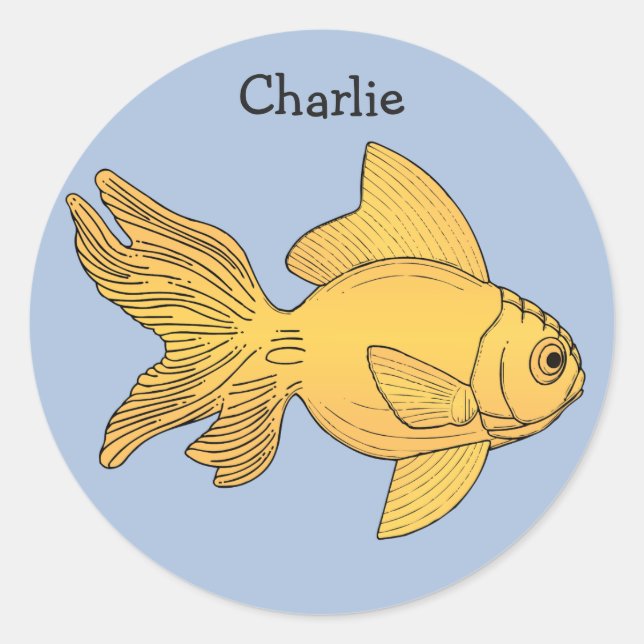 Fish illustration custom name kids' stickers (Front)