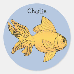 Fish illustration custom name kids' stickers