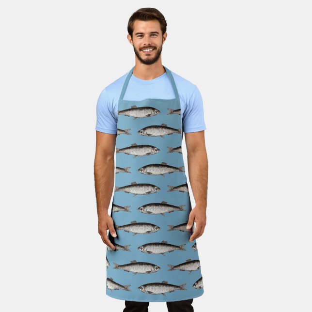 Fish Illustration Pattern in Color Apron (Worn)