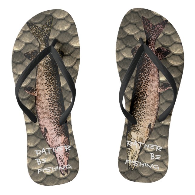 Fish Illustration & scale background Flip-flops Jandals (Footbed)