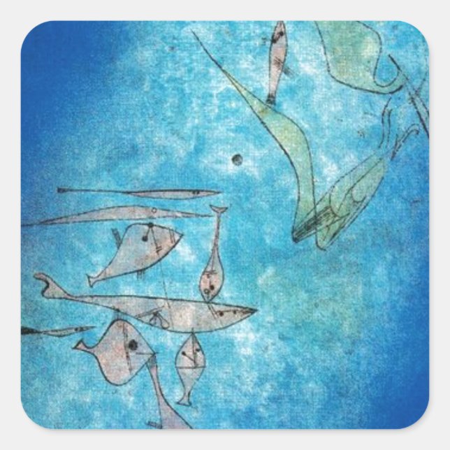 Fish Image by Paul Klee Square Sticker (Front)