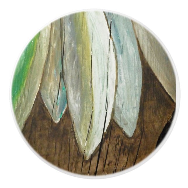 Fish in driftwood ceramic knob (Front)