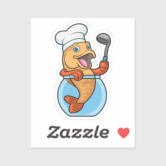 Fish in Glass as Cook with Soup spoon (Sheet)