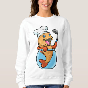 Fish in Glass as Cook with Soup spoon Sweatshirt