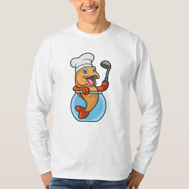 Fish in Glass as Cook with Soup spoon T-Shirt (Front)