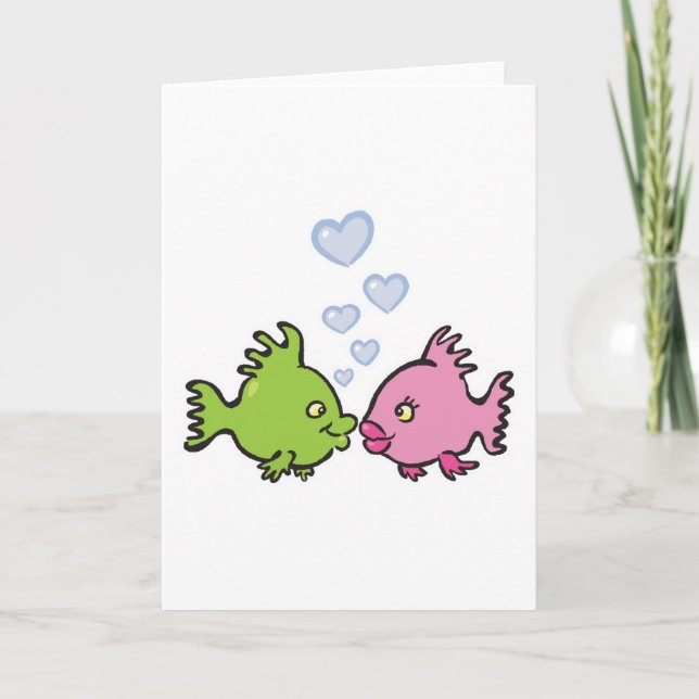 fish in love valentine holiday card (Front)