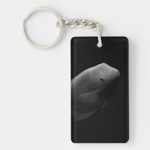 Fish in Tank - Black and White Art Photograph Key Ring