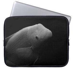 Fish in Tank - Black and White Art Photograph Laptop Sleeve
