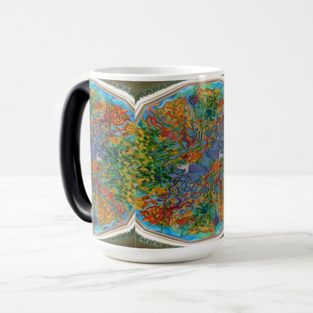 Fish in the Ocean Abstract Art Magic Mug (Front Left)