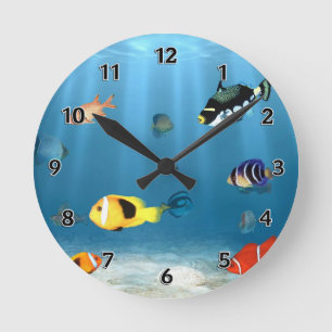 Fish In The Ocean Round Clock