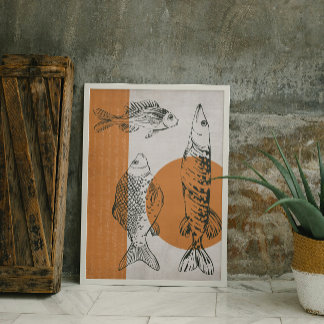 Fish Ink Sketches Minimalist Flat Poster