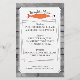 Fish kebab seafood menu letterhead stationery